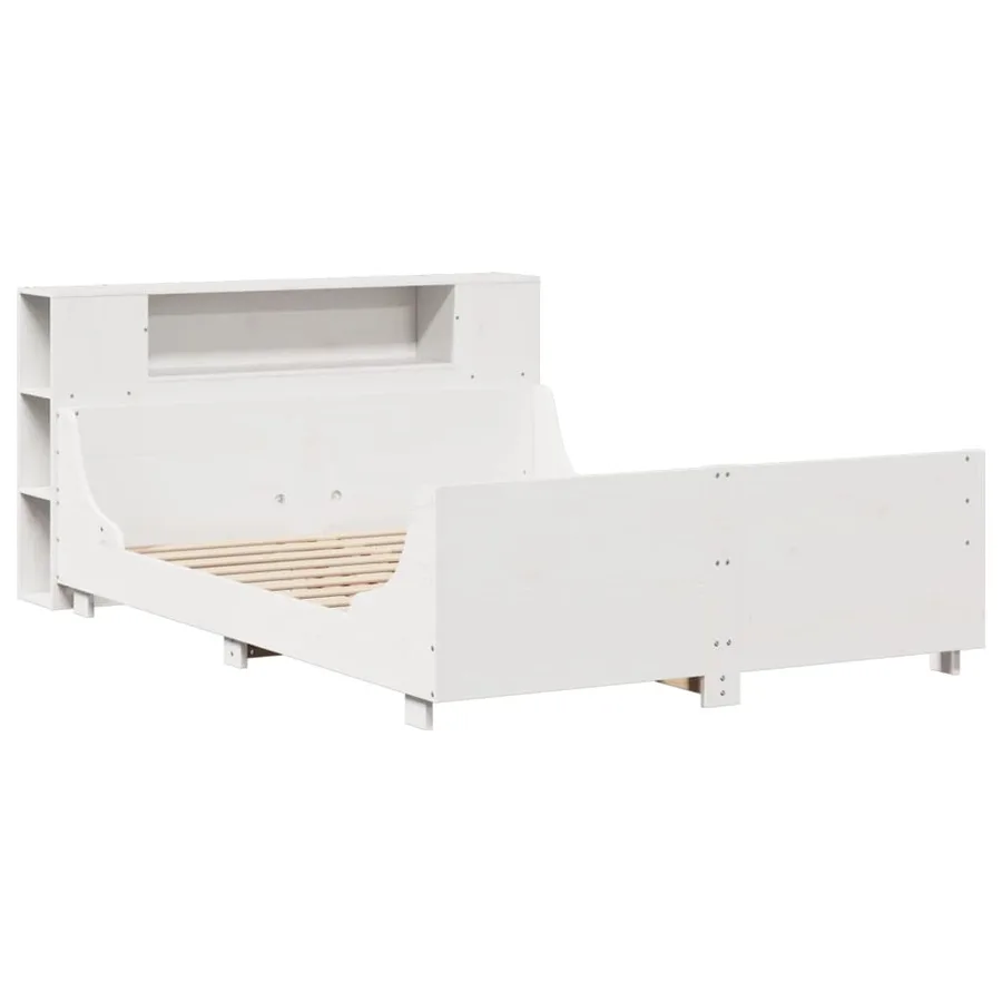 Cadre de lit sans matelas blanc 150x200 cm bois de pin massif - 3