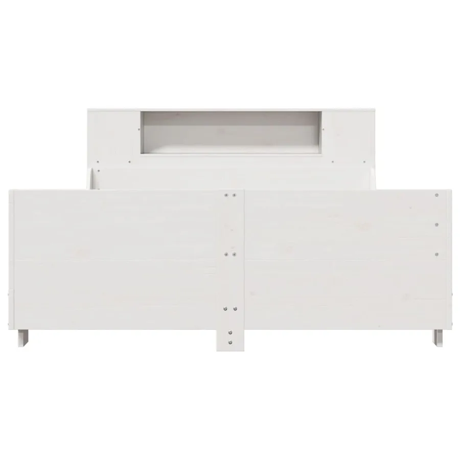 Cadre de lit sans matelas blanc 150x200 cm bois de pin massif - 4