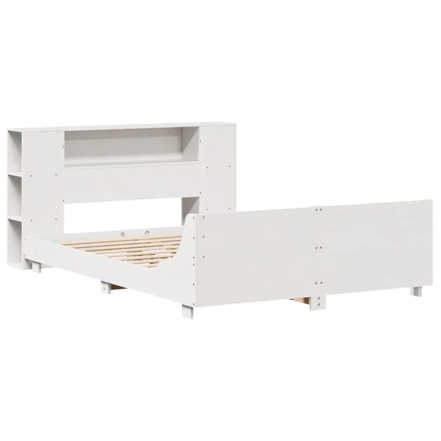 Cadre de lit sans matelas blanc 150x200 cm bois de pin massif - 3