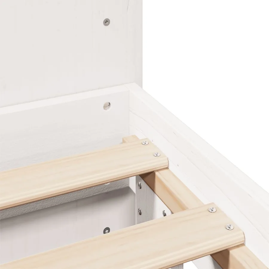 Cadre de lit sans matelas blanc 150x200 cm bois de pin massif - 9