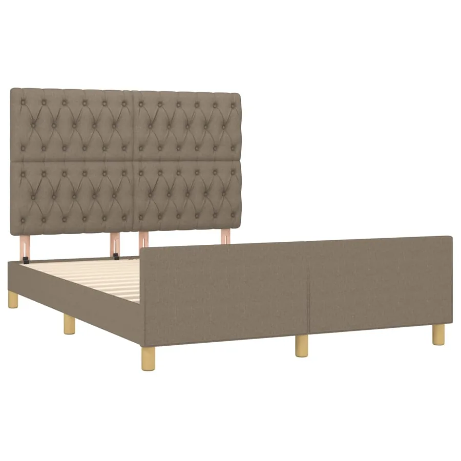 Cadre de lit sans matelas taupe 140x190 cm tissu - 4
