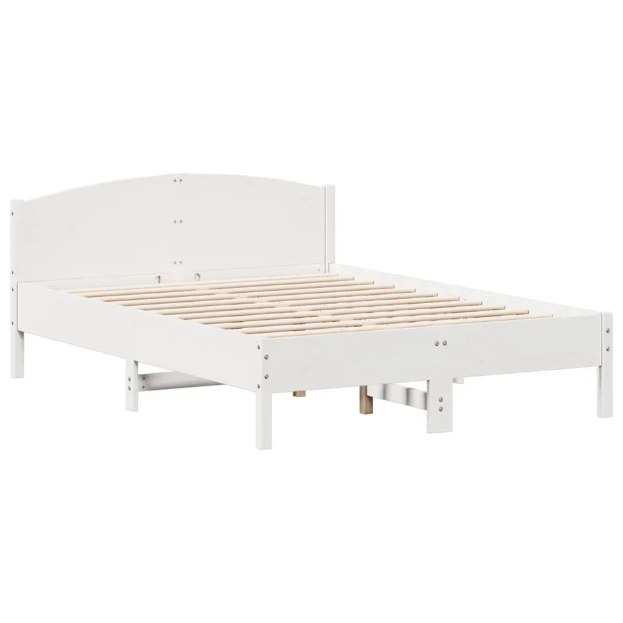Lit bibliothèque sans matelas blanc 150x200 cm bois pin massif - 8