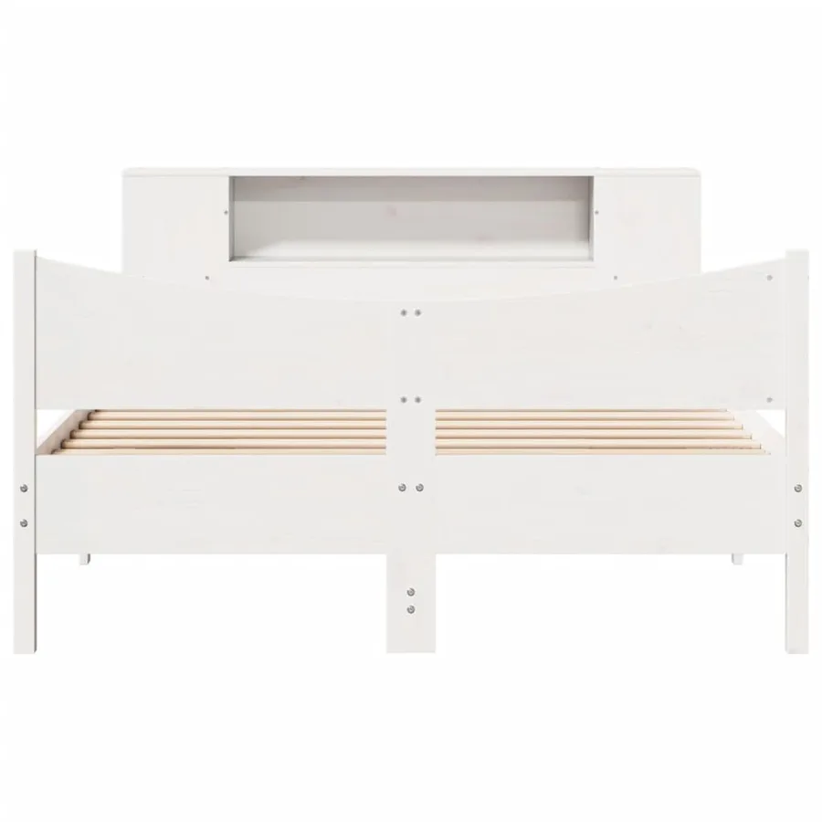 Cadre de lit sans matelas blanc 140x190 cm bois de pin massif - 4