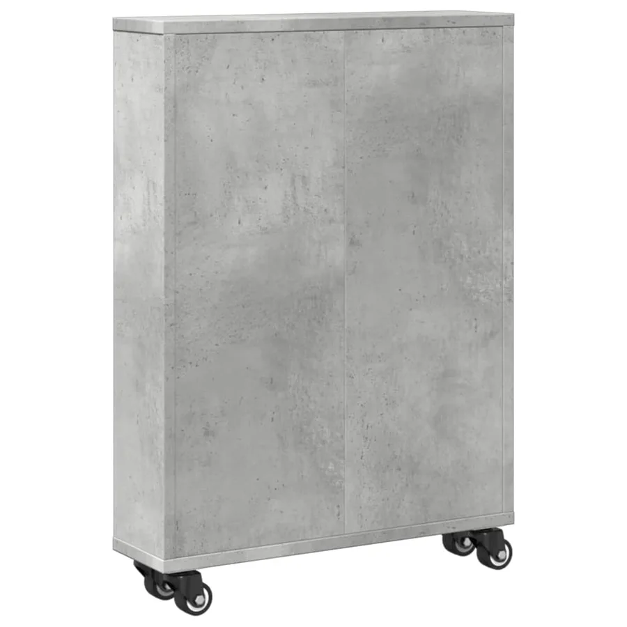 Chariot de rangement étroit gris béton bois d'ingénierie - 6