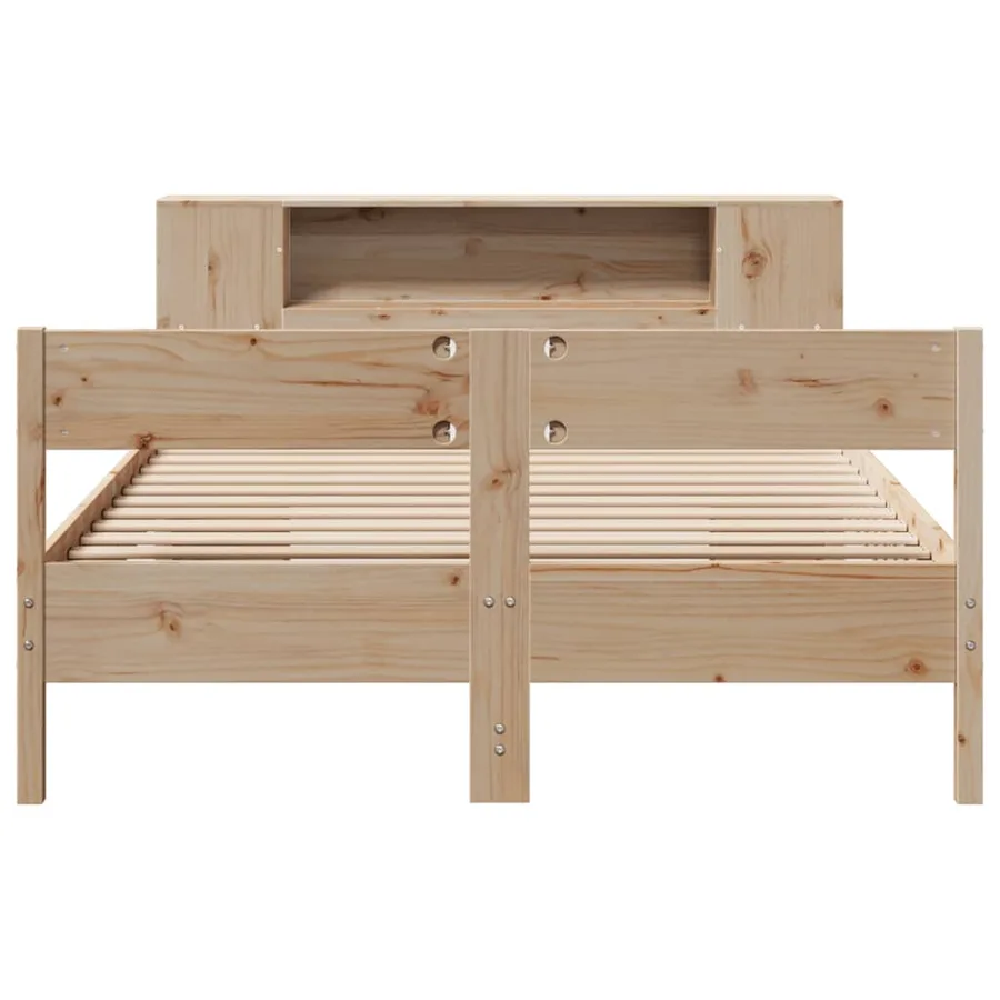 Lit bibliothèque sans matelas 135x190 cm bois de pin massif - 4