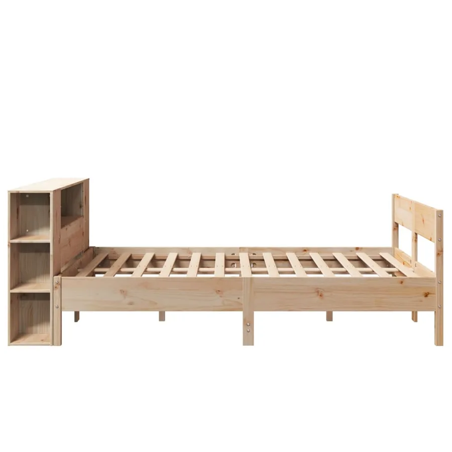 Lit bibliothèque sans matelas 135x190 cm bois de pin massif - 5