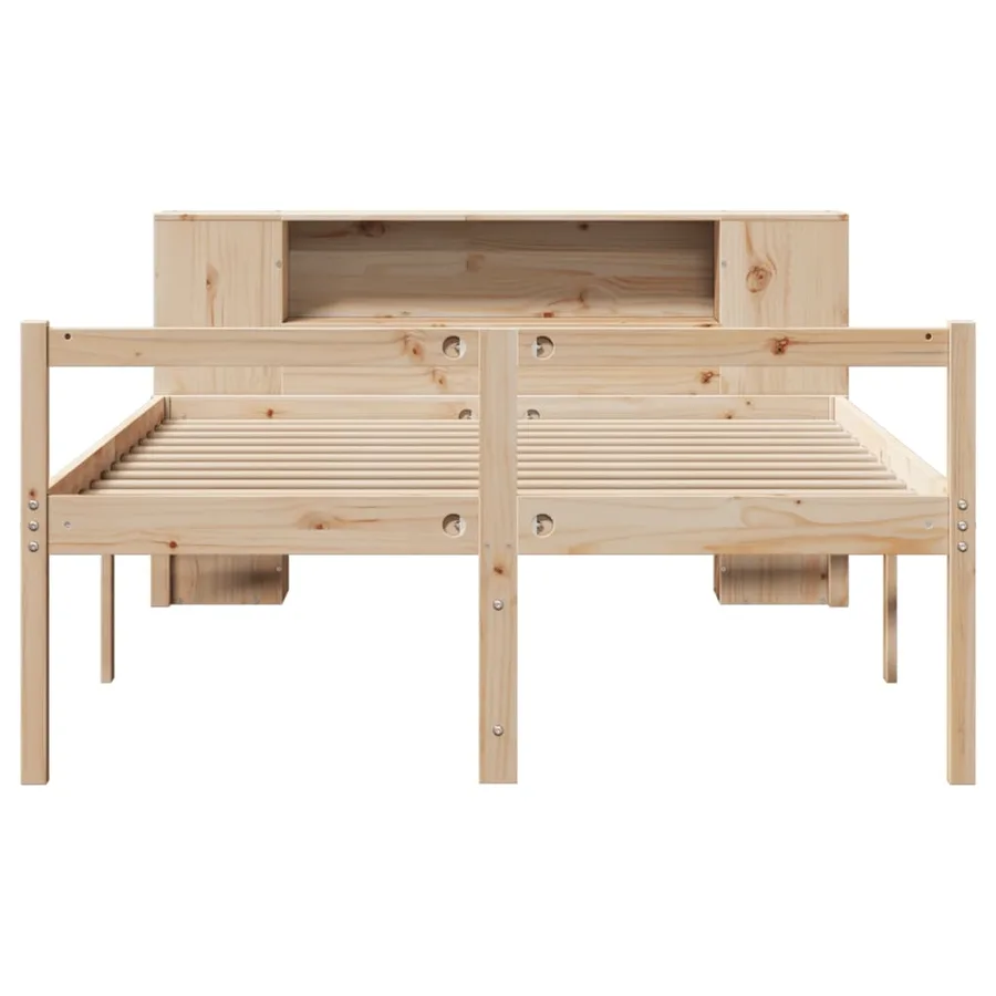 Lit bibliothèque sans matelas 135x190 cm bois de pin massif - 4
