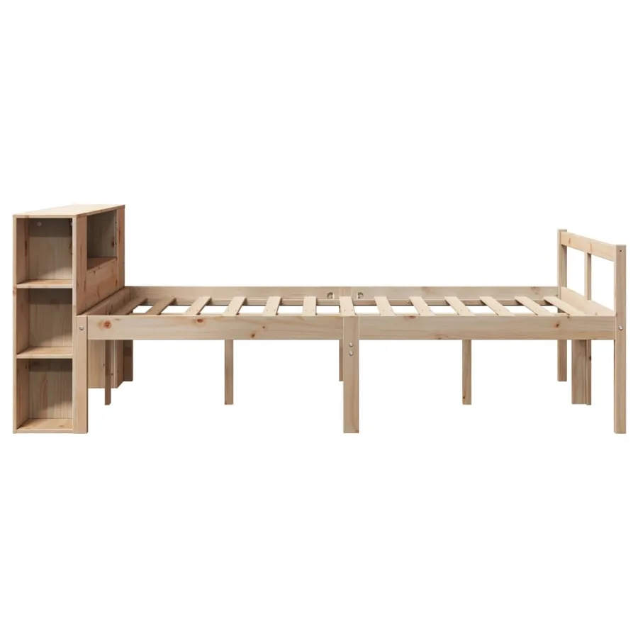 Lit bibliothèque sans matelas 135x190 cm bois de pin massif - 5