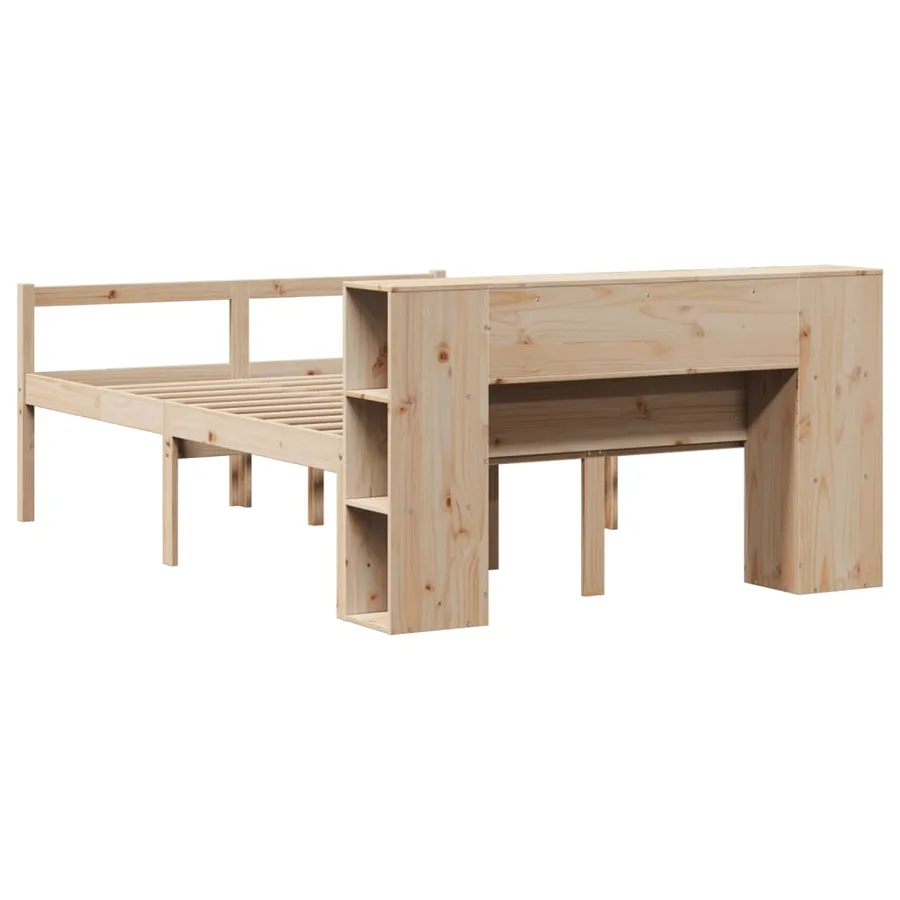 Lit bibliothèque sans matelas 135x190 cm bois de pin massif - 6