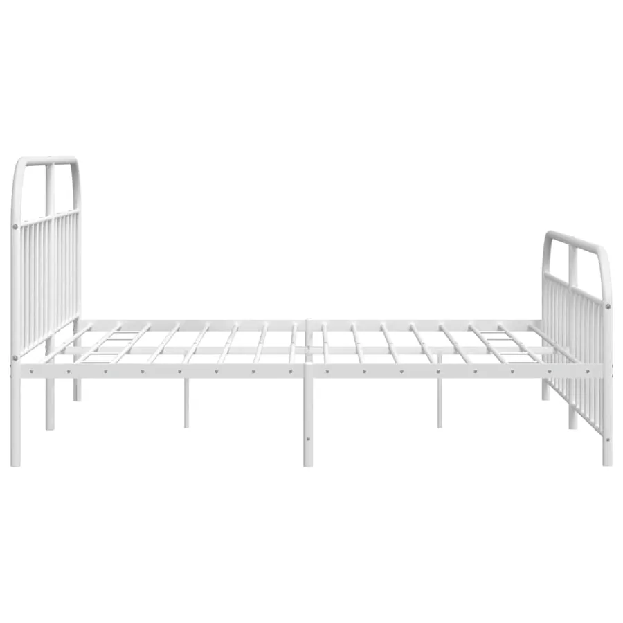 Cadre de lit métal sans matelas et pied de lit blanc 193x203 cm - 7
