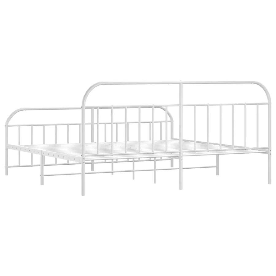Cadre de lit métal sans matelas et pied de lit blanc 193x203 cm - 8