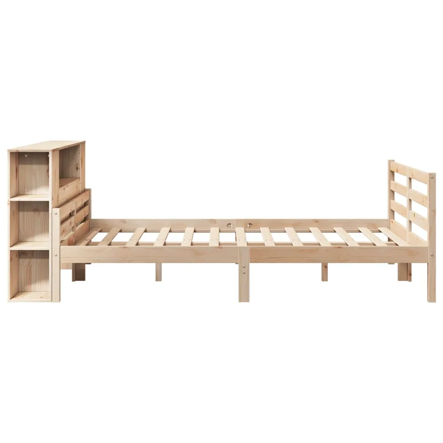 Lit bibliothèque sans matelas 135x190 cm bois de pin massif - 5