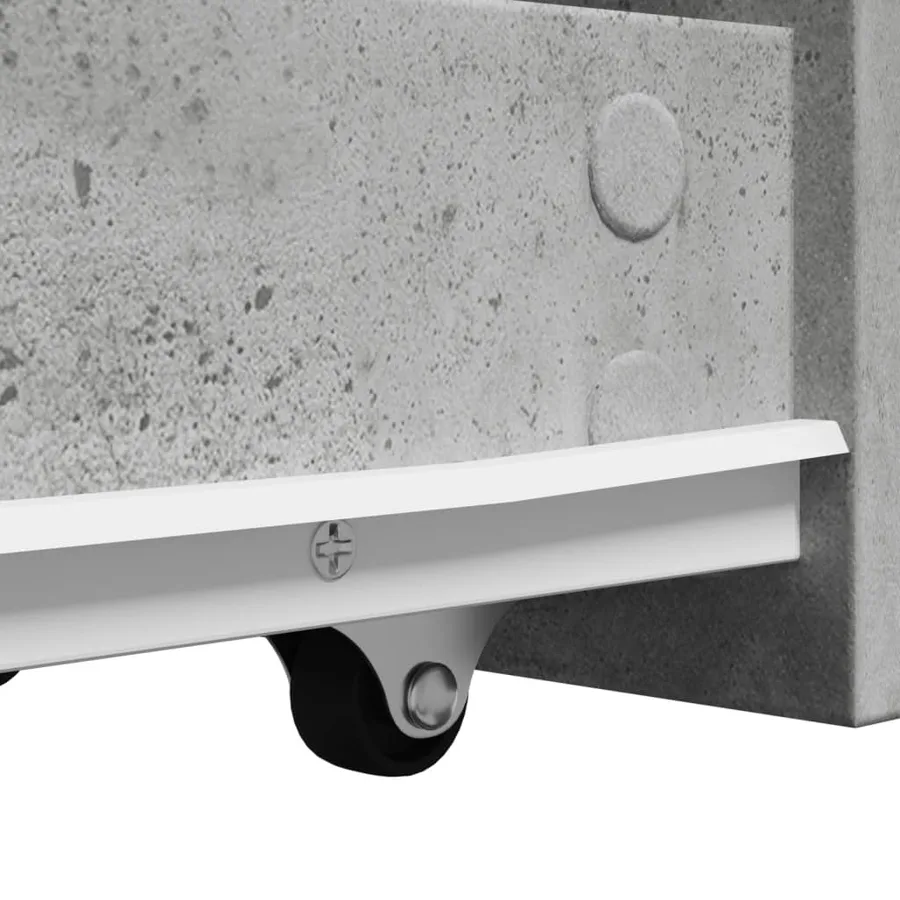 Armoire de salle de bain étroite avec roulettes gris béton - 10