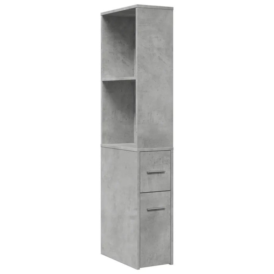 Armoire de salle de bain étroite avec roulettes gris béton - 2