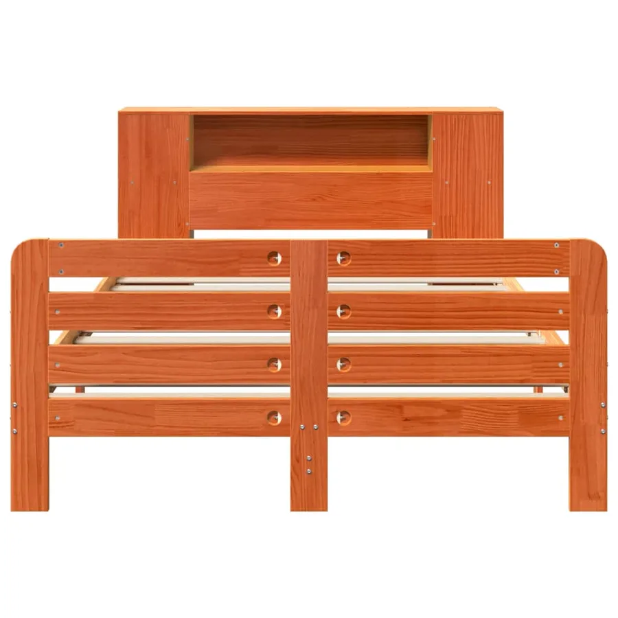 Cadre de lit sans matelas cire marron 140x200cm bois pin massif - 4