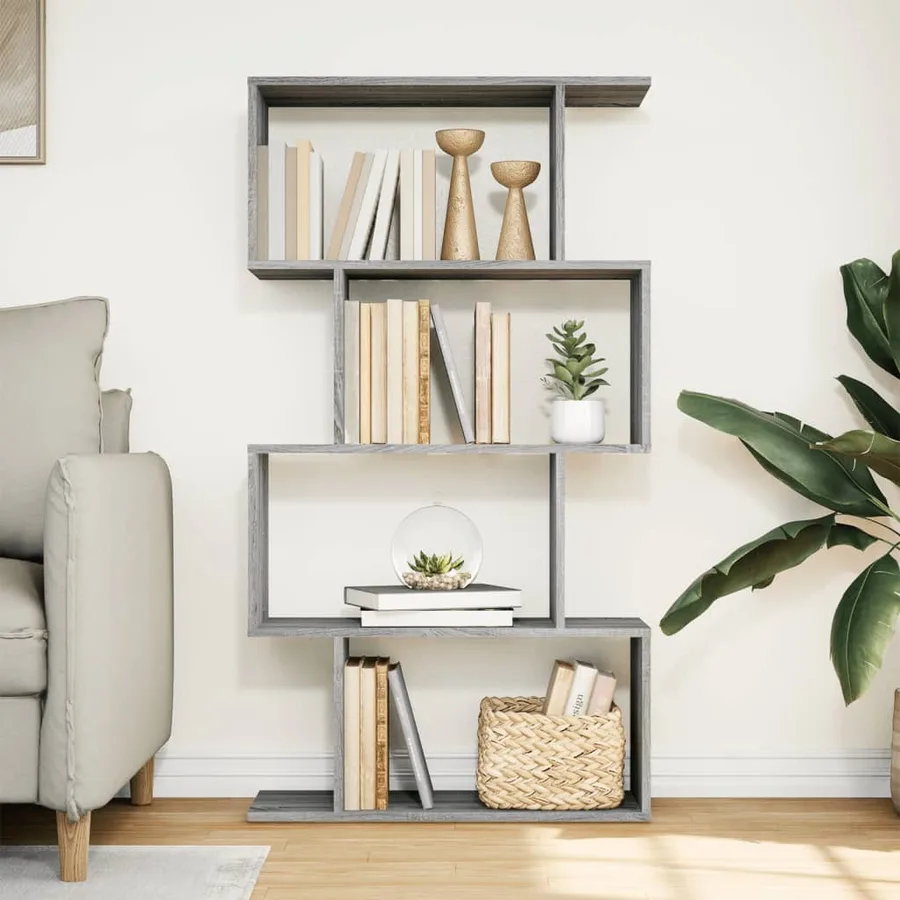 Étagère séparatrice de pièce 4 niveaux sonoma gris 70x24x129 cm - 3