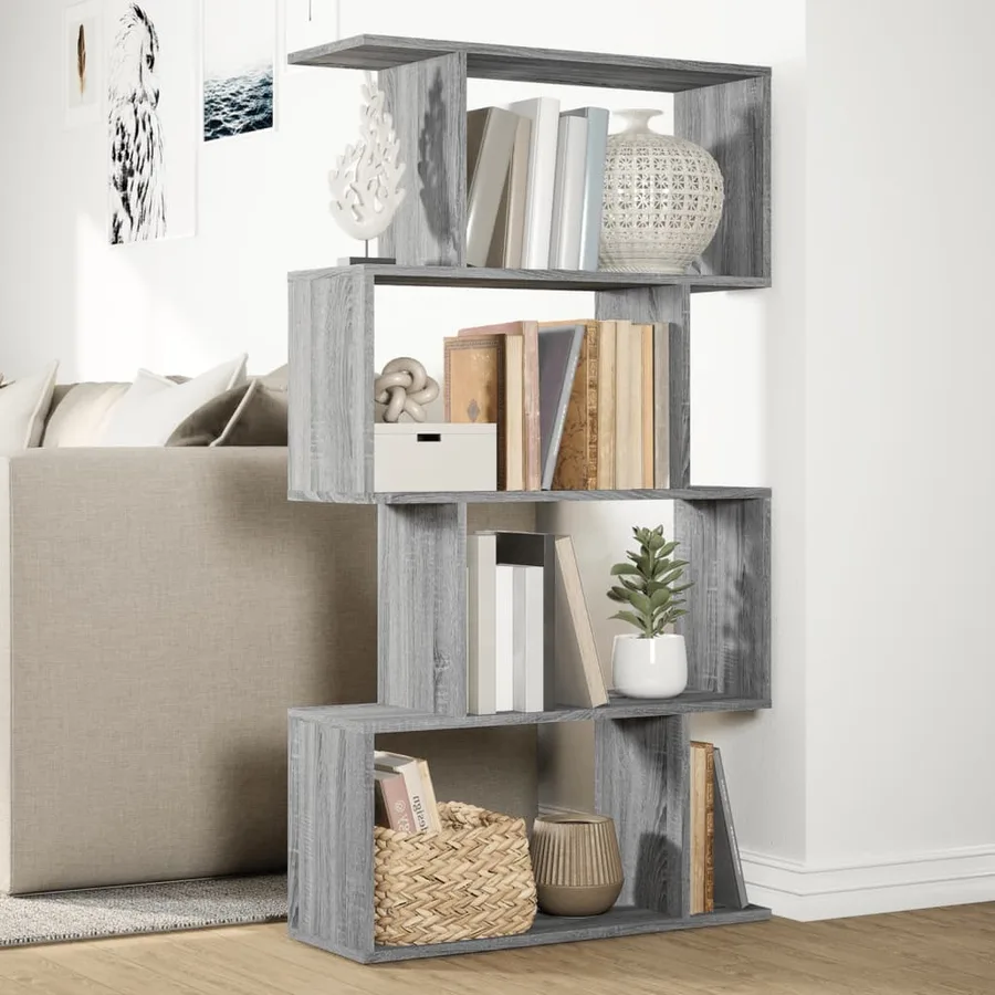 Étagère séparatrice de pièce 4 niveaux sonoma gris 70x24x129 cm - 4