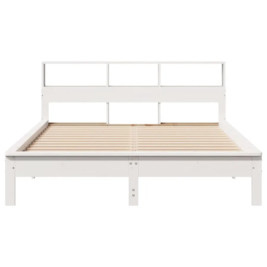 Cadre de lit sans matelas blanc 135x190 cm bois de pin massif - 4
