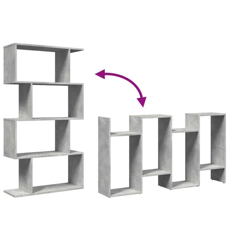 Étagère séparatrice de pièce à 4 niveaux gris béton 70x24x129cm - 9