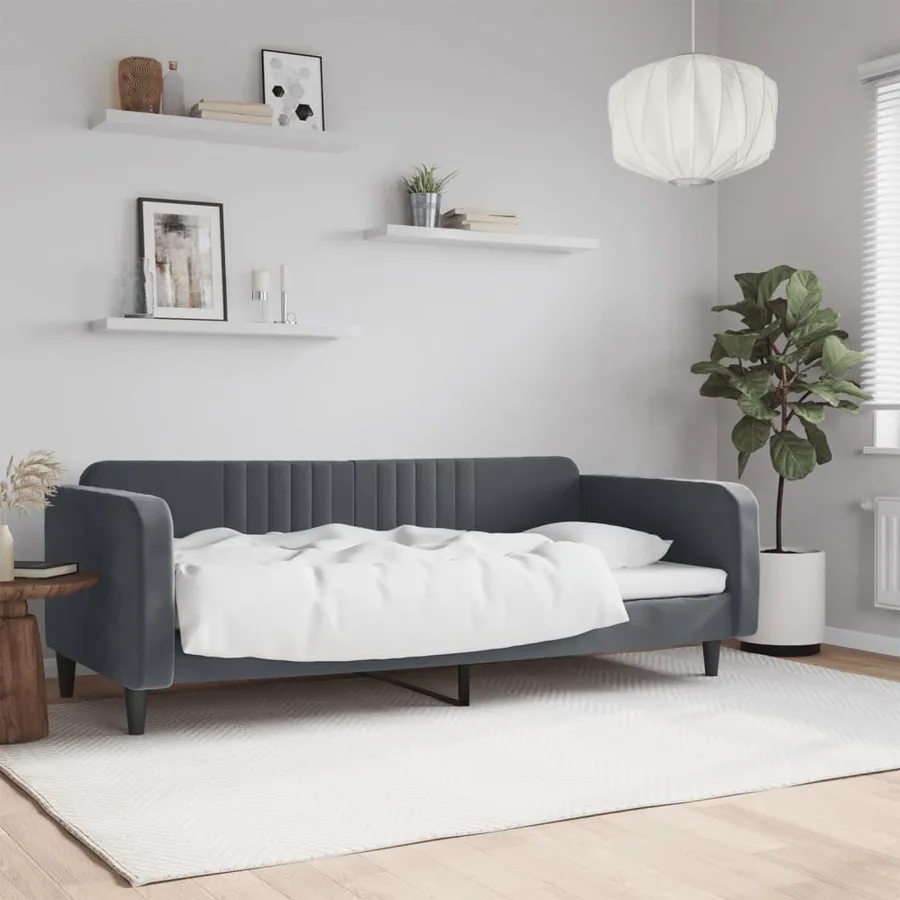 Lit de repos sans matelas gris foncé 90x200 cm velours