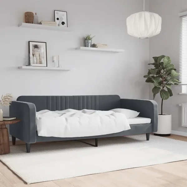 Lit de repos sans matelas gris foncé 90x200 cm velours