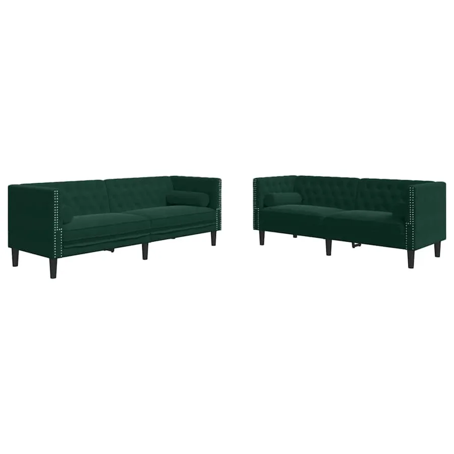 Ensemble de canapé Chesterfield et traversins 2 pcs vert foncé - 2