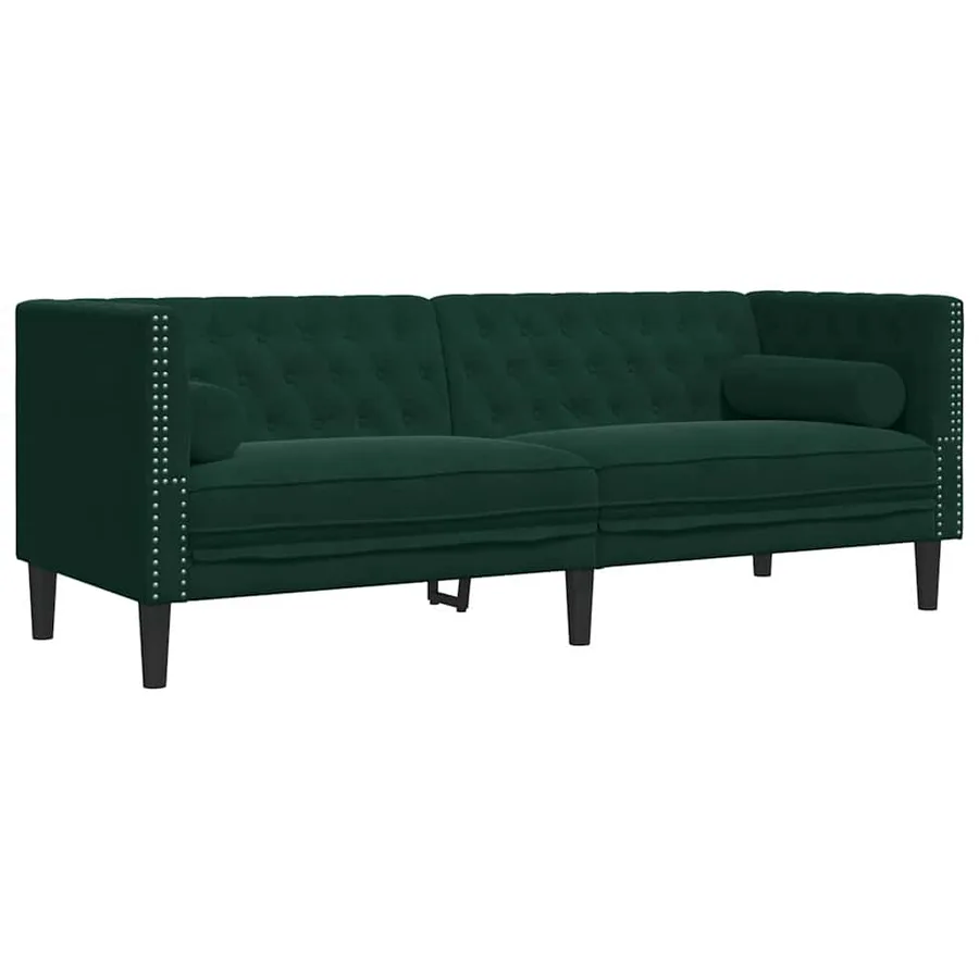 Ensemble de canapé Chesterfield et traversins 2 pcs vert foncé - 4