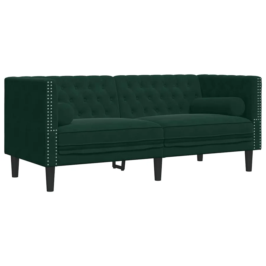 Ensemble de canapé Chesterfield et traversins 2 pcs vert foncé - 5