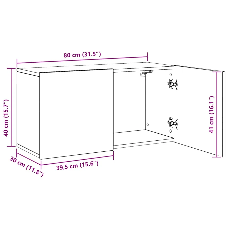 Meuble TV mural chêne artisanal 80x30x41 cm - 12