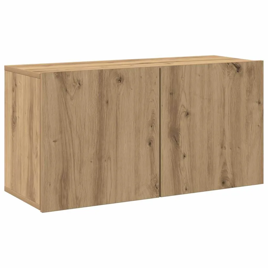 Meuble TV mural chêne artisanal 80x30x41 cm - 2