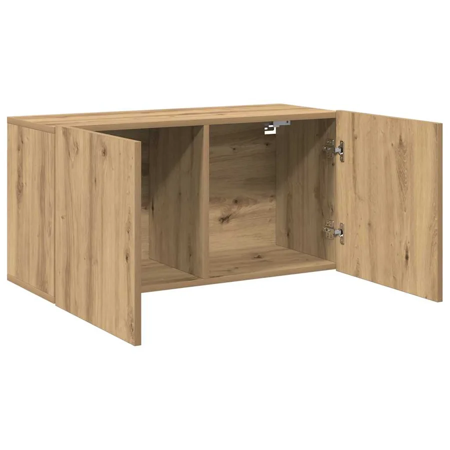 Meuble TV mural chêne artisanal 80x30x41 cm - 5