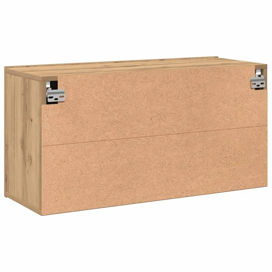 Meuble TV mural chêne artisanal 80x30x41 cm - 8
