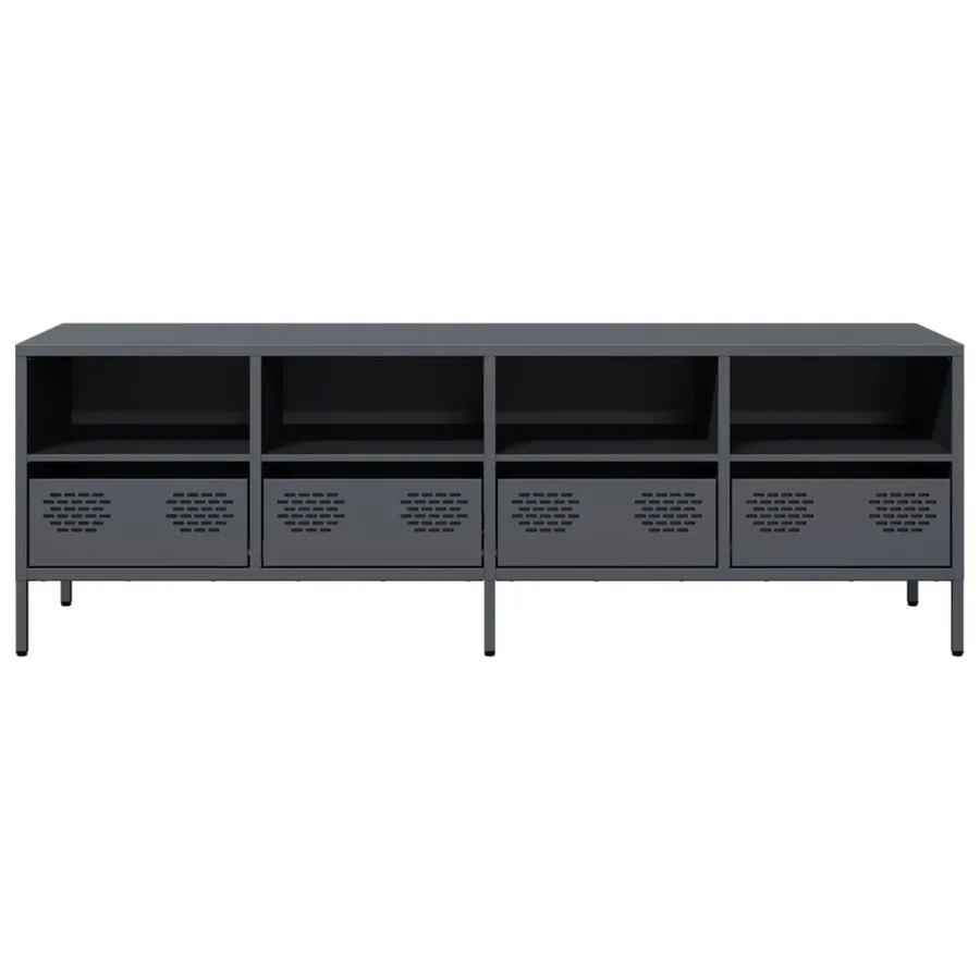 Meuble TV anthracite 135x39x43,5 cm acier laminé à froid - 4