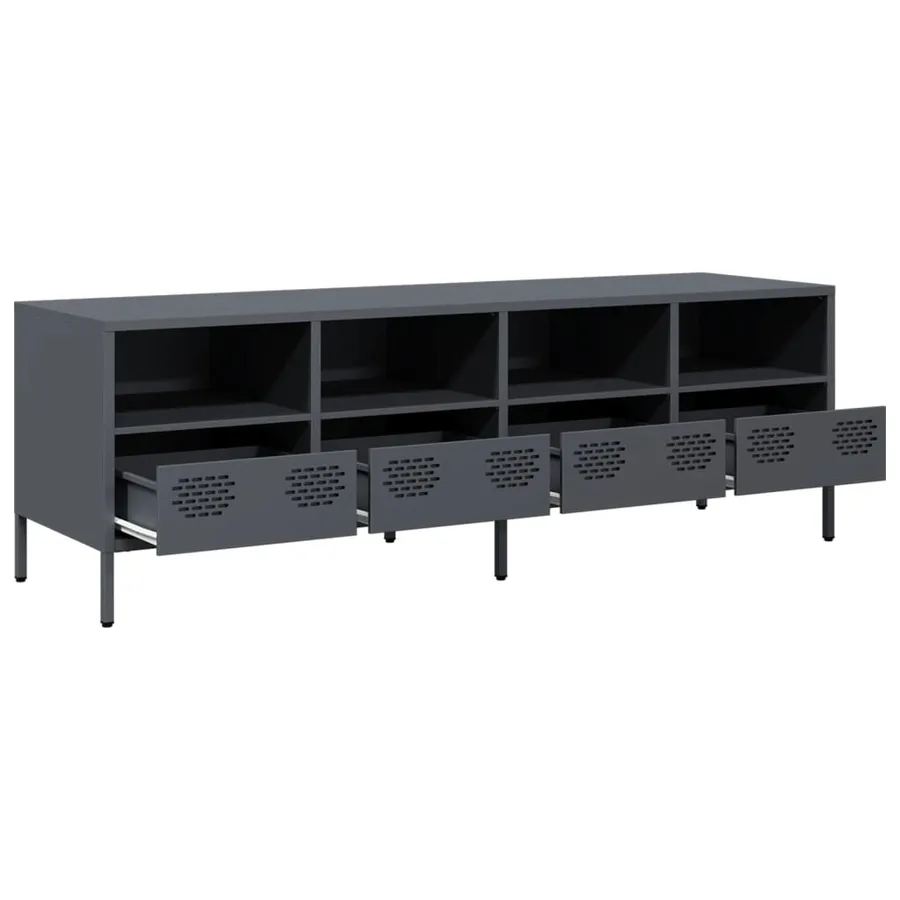 Meuble TV anthracite 135x39x43,5 cm acier laminé à froid - 5