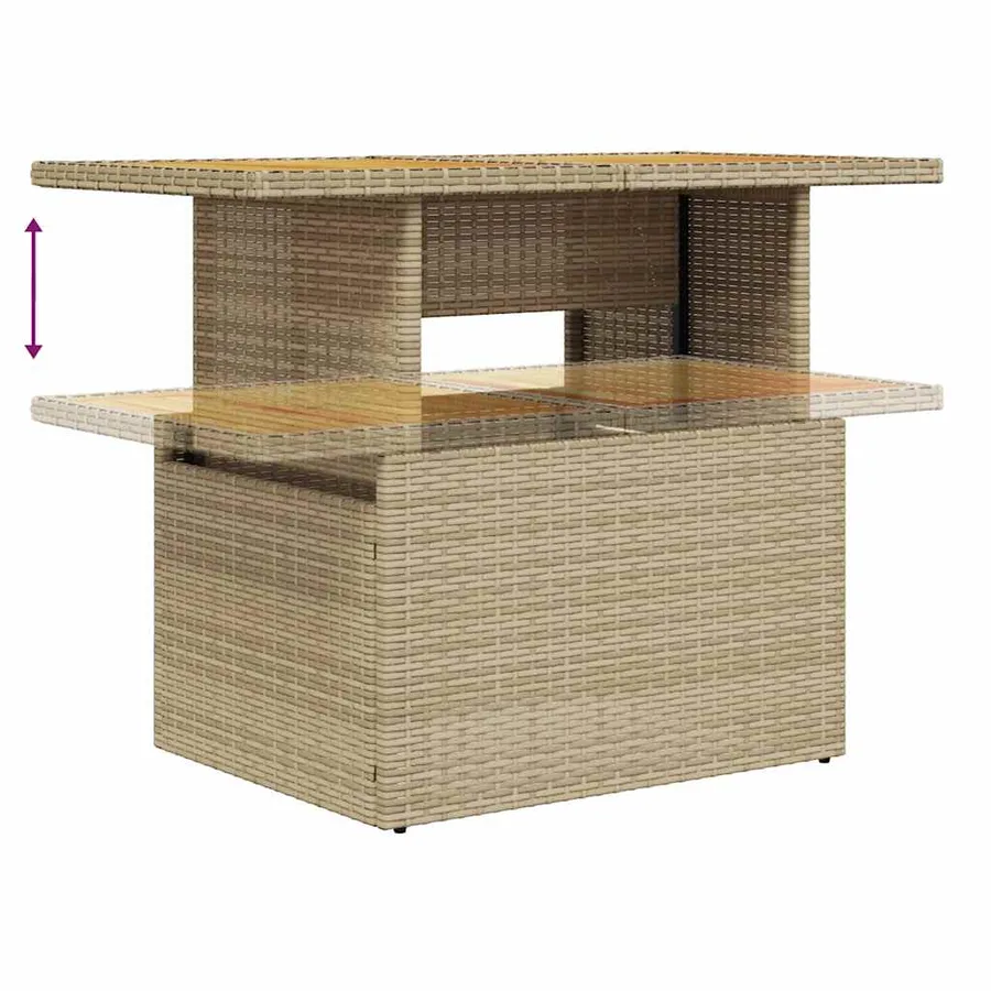 Salon de jardin avec coussins 5 pcs beige résine tressée acacia - 12