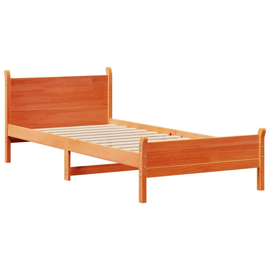 Cadre de lit sans matelas cire marron 100x200cm bois pin massif - 5