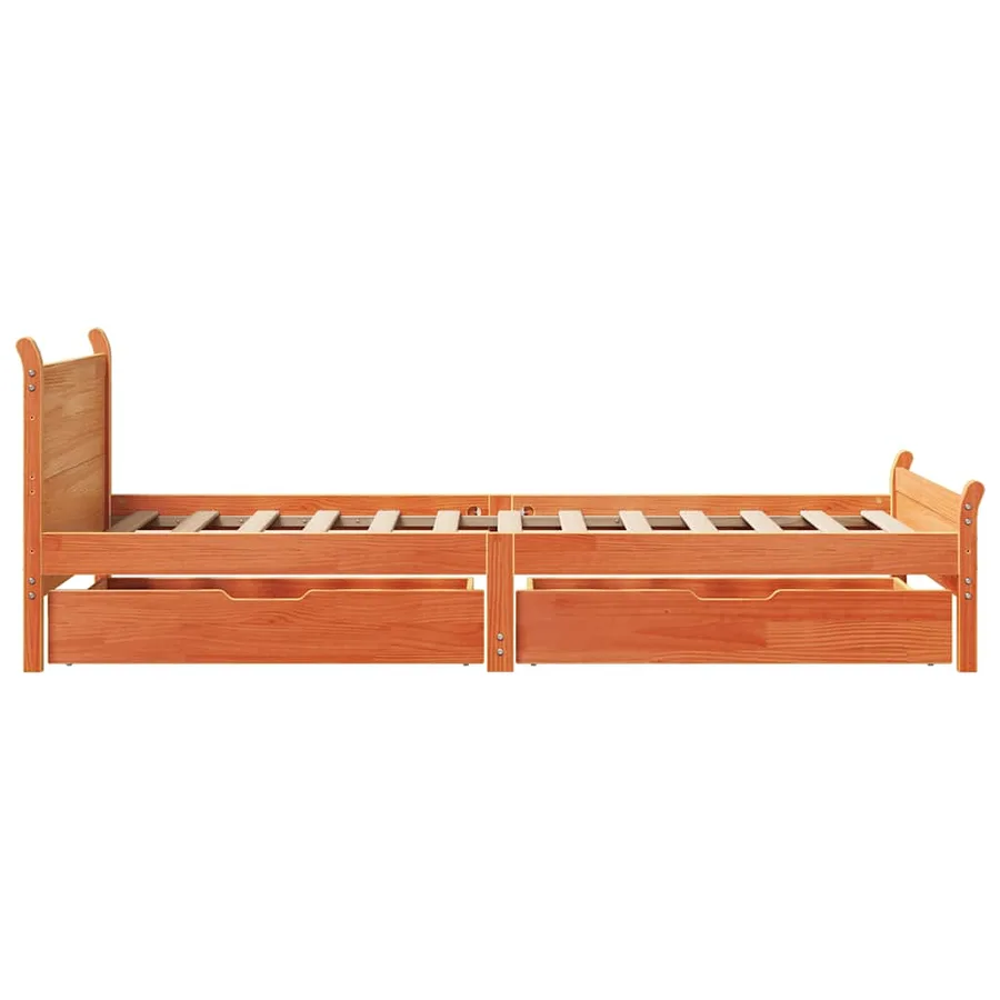 Cadre de lit sans matelas cire marron 100x200cm bois pin massif - 7