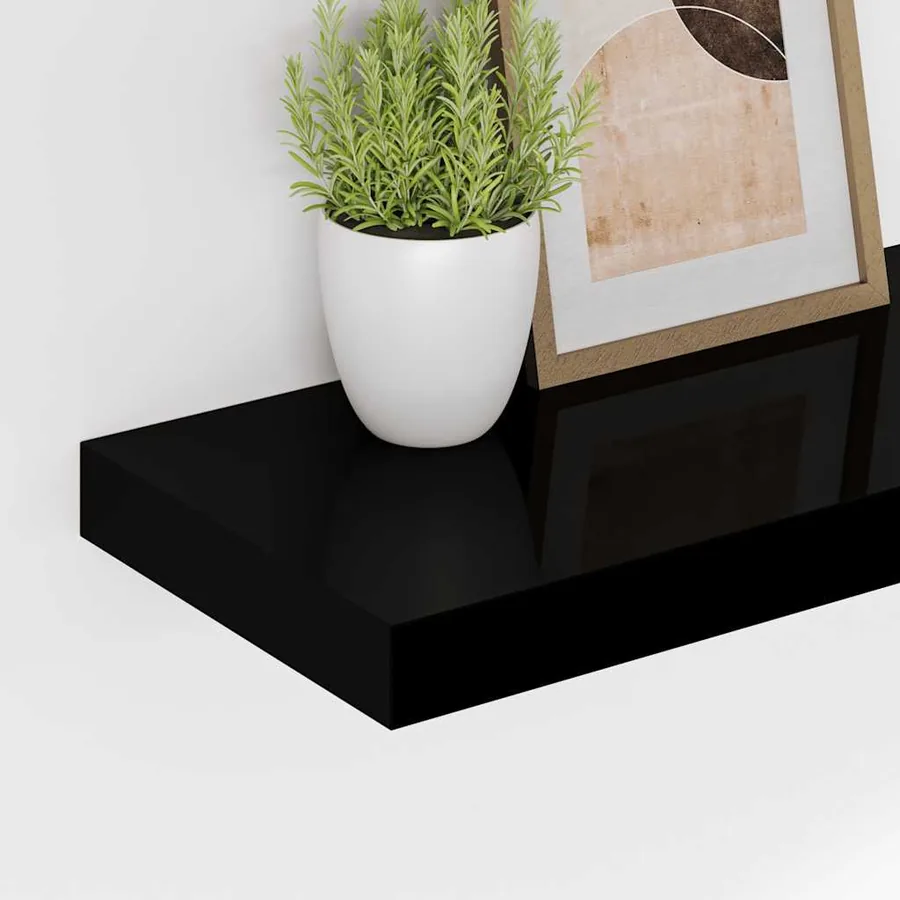 Étagères murales flottantes 2 pcs noir 90x23,5x3,8 cm MDF - 4
