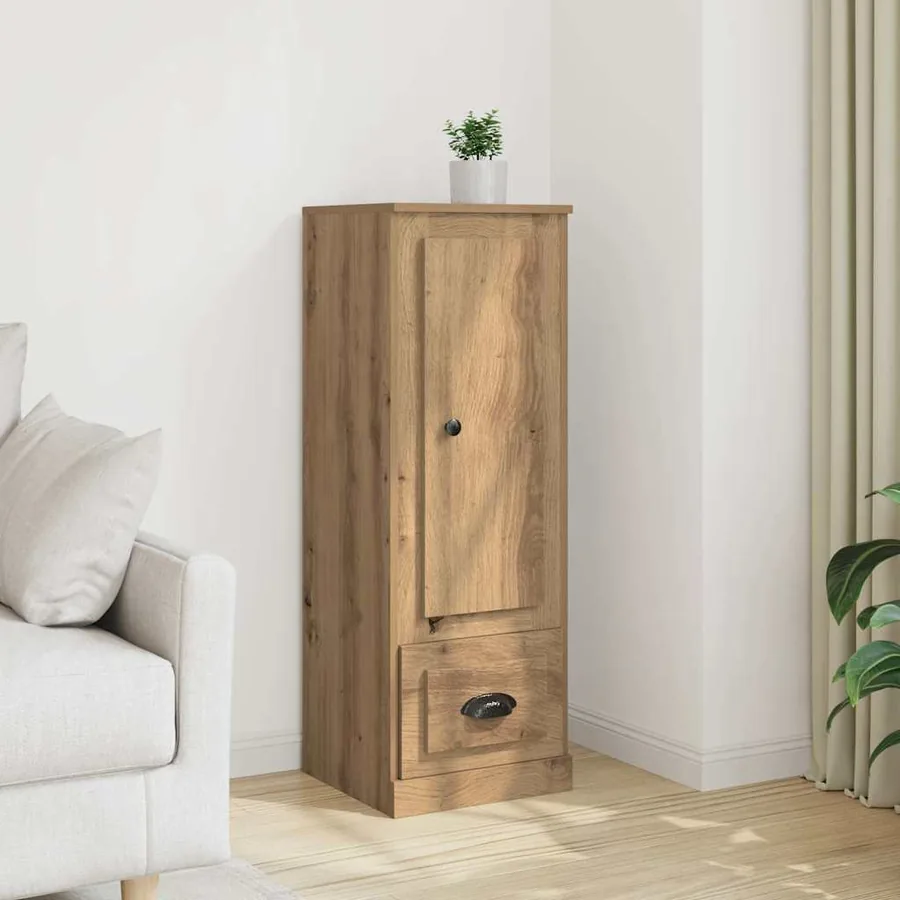 Buffet haut chêne artisanal 36x35,5x103,5 cm bois d'ingénierie