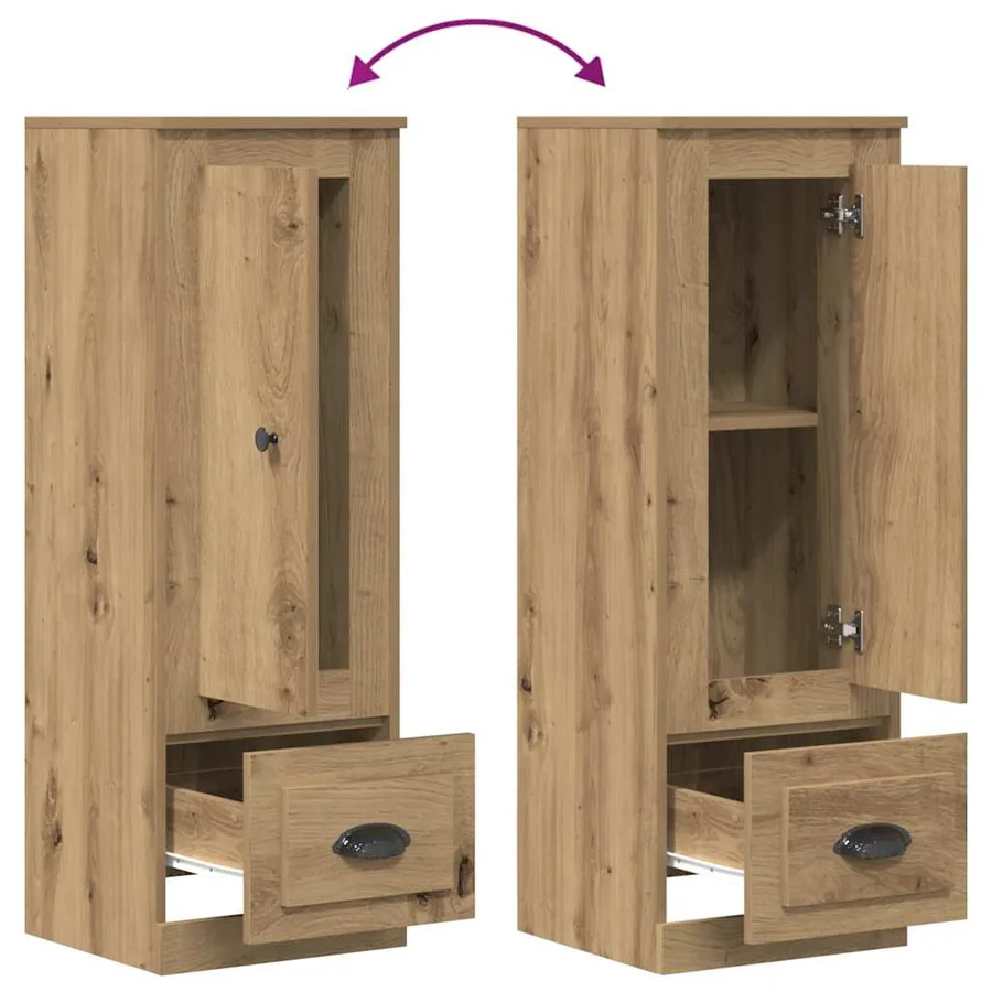 Buffet haut chêne artisanal 36x35,5x103,5 cm bois d'ingénierie - 8