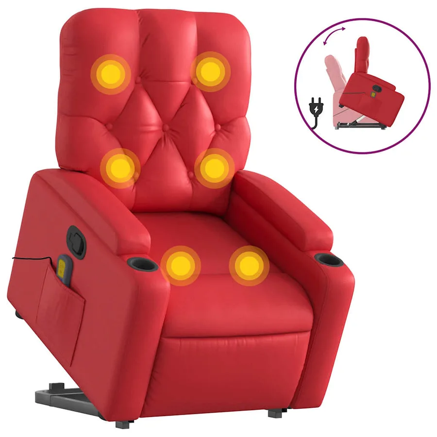 Fauteuil inclinable de massage Rouge Similicuir - 2