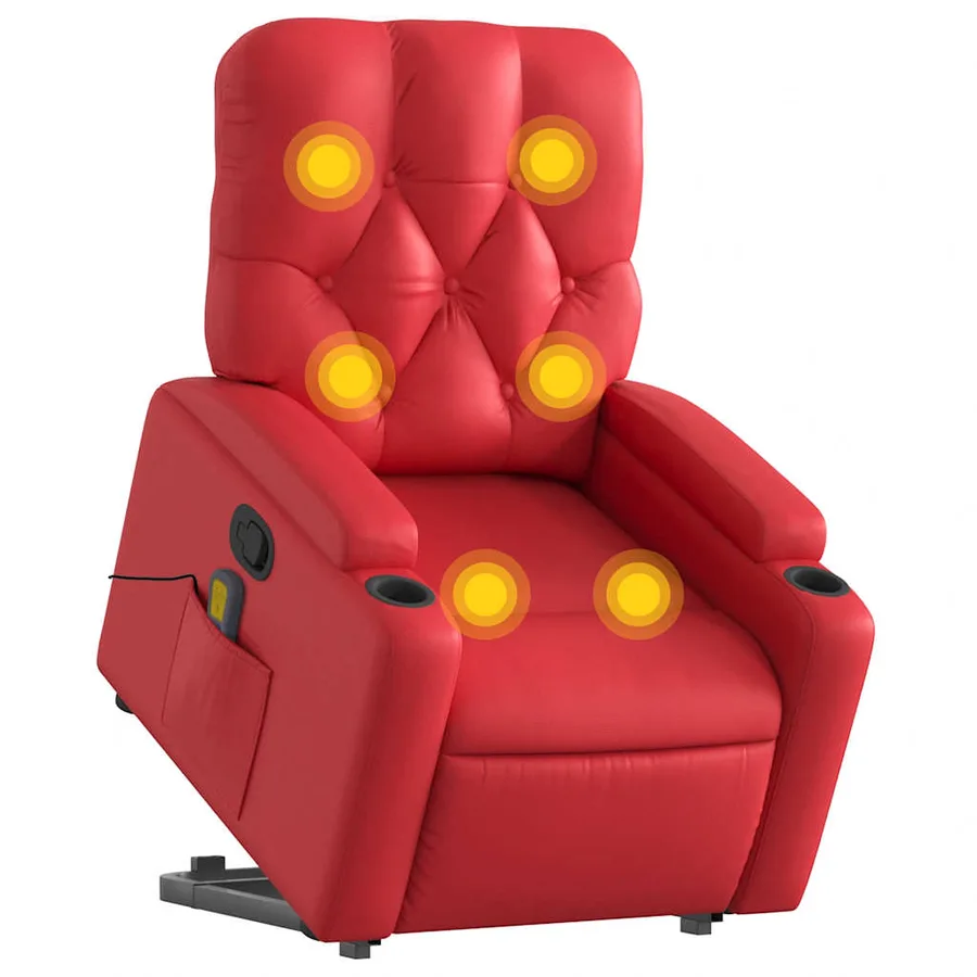 Fauteuil inclinable de massage Rouge Similicuir - 3