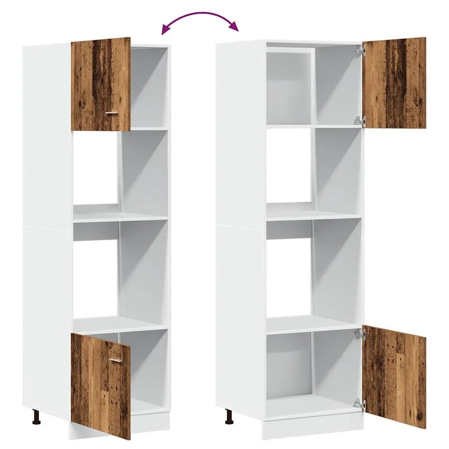 Meuble à micro-ondes "Lyon" Bois ancien 60 x 57 x 207 cm Bois d'ingénierie - 9