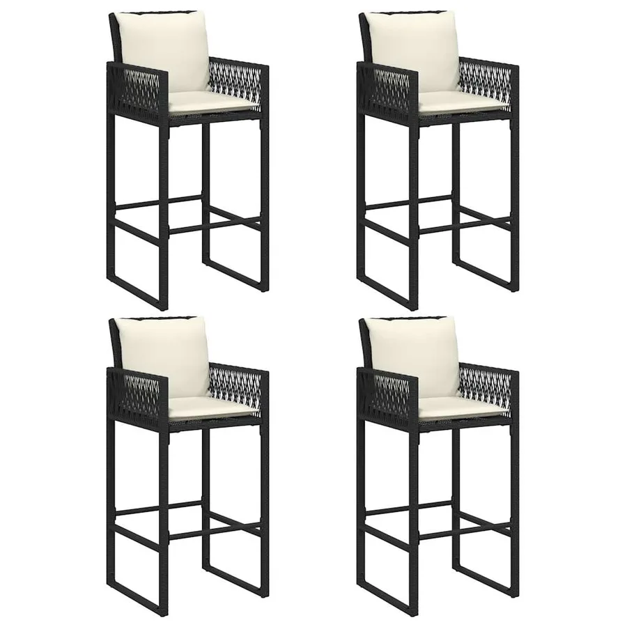 Ensemble de bar de jardin 5 pcs avec coussins noir poly rotin - 5