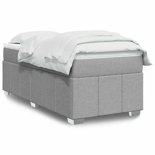 Sommier à lattes de lit avec matelas Gris clair 100x200cm Tissu