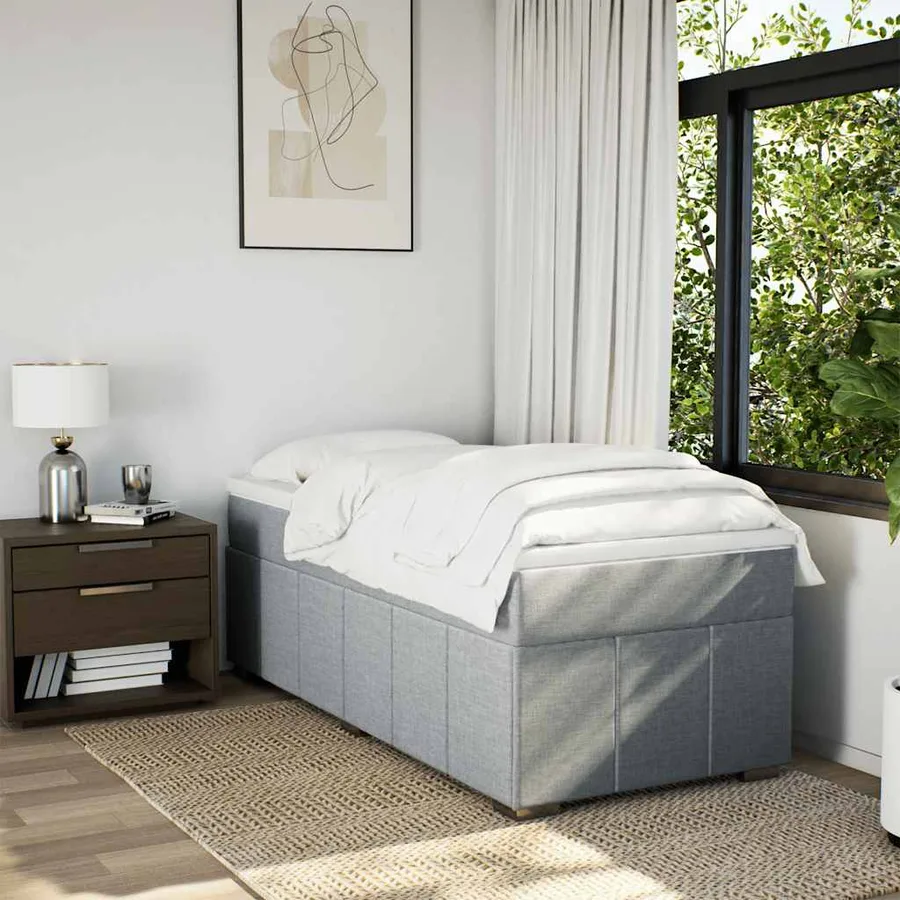 Sommier à lattes de lit avec matelas Gris clair 100x200cm Tissu - 3