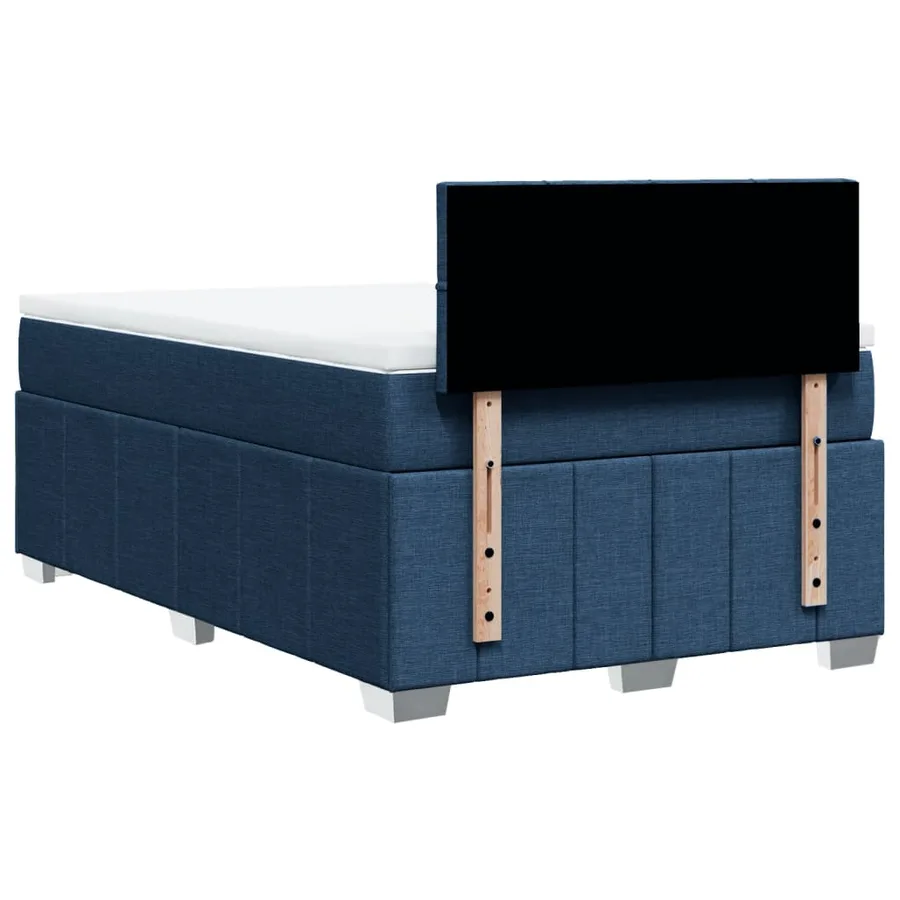 Sommier à lattes de lit avec matelas bleu 120x190 cm tissu - 6