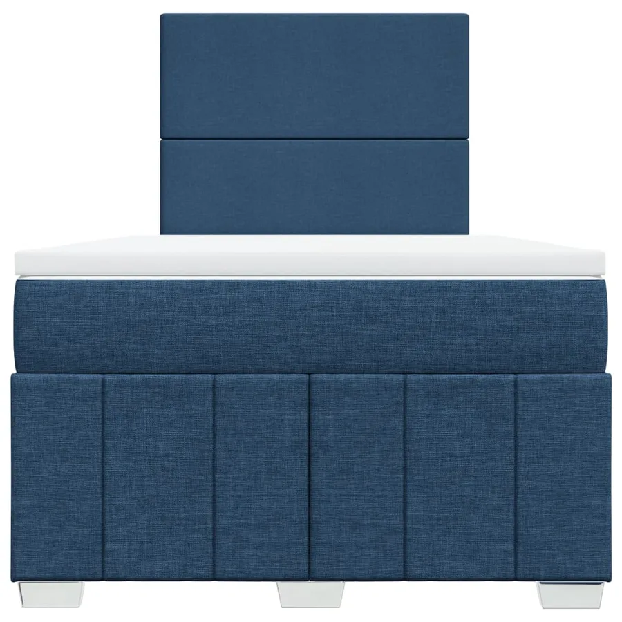 Sommier à lattes de lit avec matelas bleu 120x190 cm tissu - 4