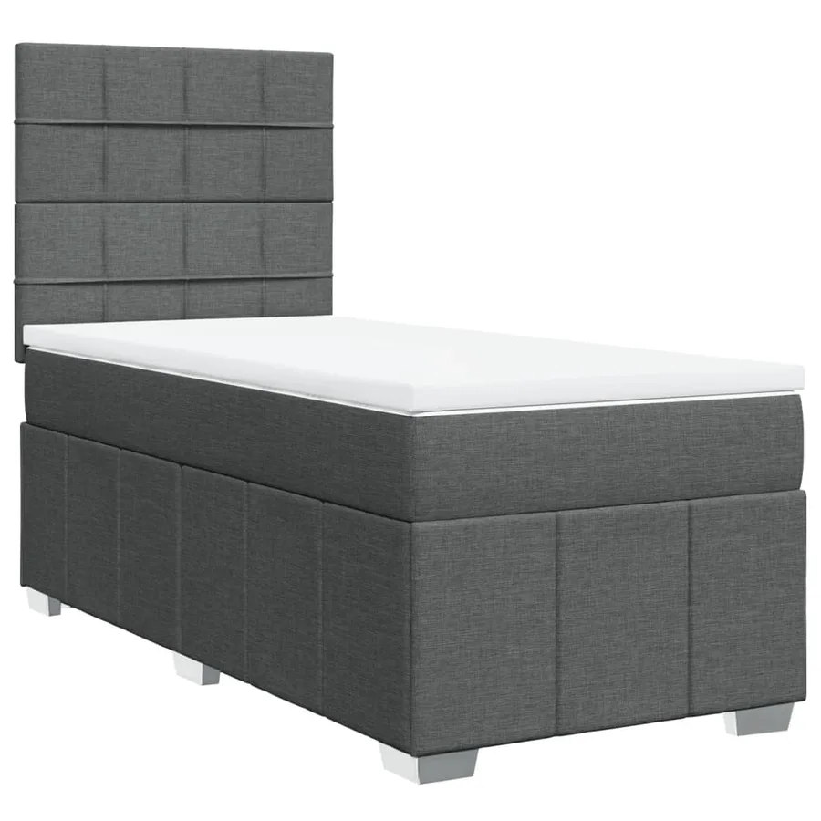 Sommier à lattes de lit avec matelas Gris foncé 100x200cm Tissu - 2