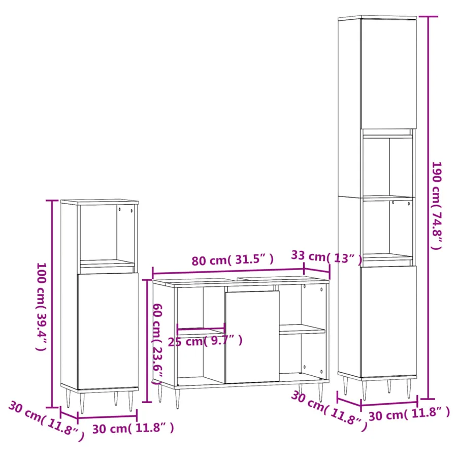 Ensemble de meubles salle de bain 3 pcs blanc bois d'ingénierie - 13